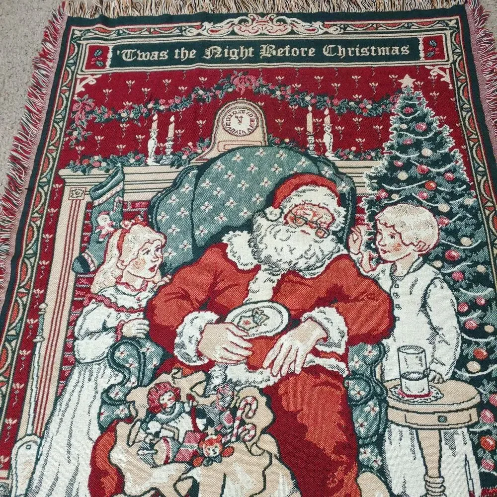 Holiday Tapestry Throw Blanket-Wall‎ Hanging-Night Before Christmas-Whiteaker
